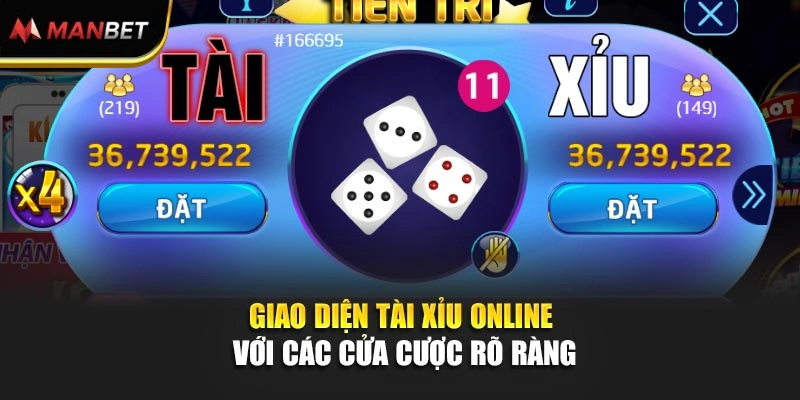 Giao diện tài xỉu online với các cửa cược rõ ràng
